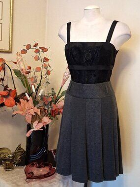 NWOT MEXX Metropolitan Unique High-End Patchwork Design Gray Midi Lined Skirt 38
